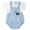Conjunto peto azul dibujo cometas mas camiseta 1 a 18 meses