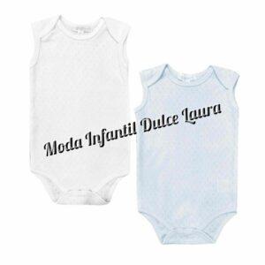 Pack de dos bodies tirantes blanco y azul 6 a 24 meses