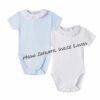 Pack dos bodies con cuello azul y blanco 0 a 9 meses manga corta