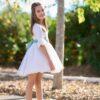 Vestido ceremonia blanco lazo verde 4 a 12 años - Imagen 2