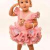 Vestido flamenca con braguita coracha rosa con lunares 3 a 24 meses