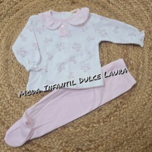 Conjunto bebé cebras blanco y rosa 30318