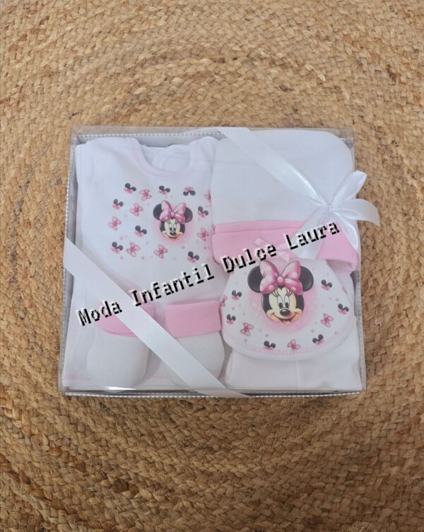 Set primeras piezas bebé niña minnie rosa