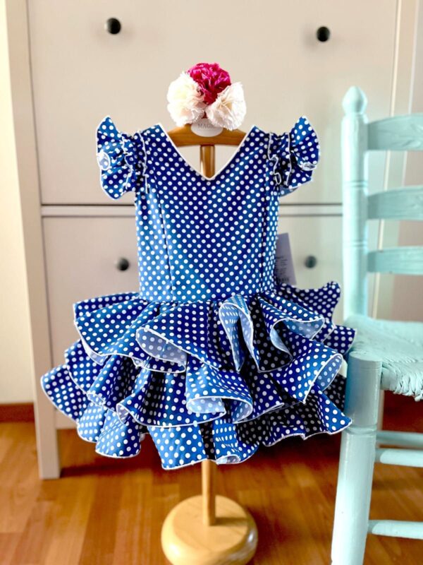 Vestido flamenca lunar azulina desde 1 año hasta 6 años