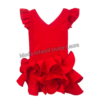 Vestido de flamenca rojo liso desde 8 años hasta 14 años - Imagen 2