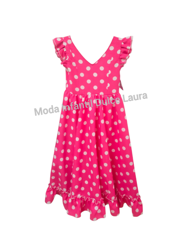 Bata flamenca rosa lunares blanco desde 2 años hasta 6 años