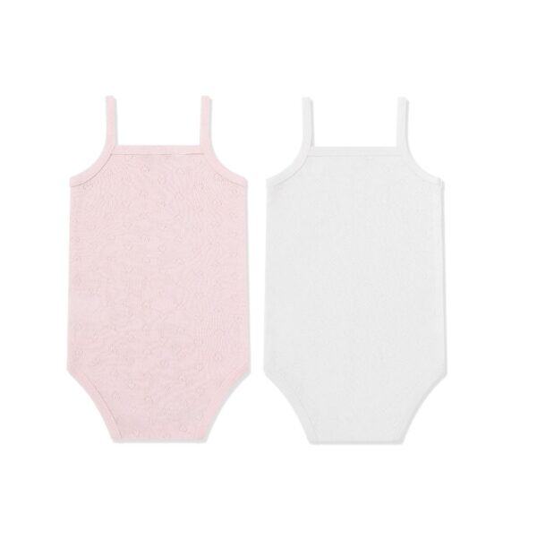 Pack dos bodies tirantas niña blanco rosa 6 a 24  meses