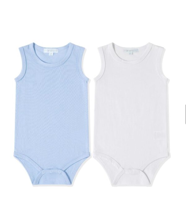 Pack dos bodies tirante azul y blanco desde 6 meses hasta 24 meses