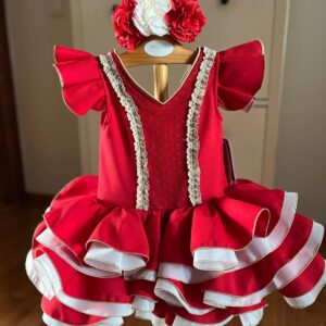 Vestido flamenca rojo modelo Angeles desde 2 años hasta 6 años