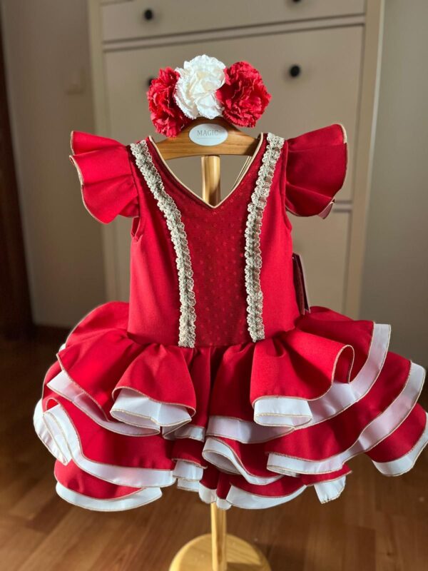 Vestido flamenca rojo modelo Angeles desde 2 años hasta 6 años