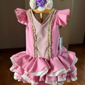 Vestido flamenca rosa nudex modelo Angeles desde 2 años hasta 6 años