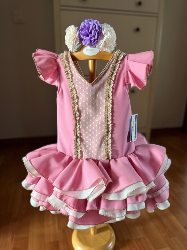 Vestido flamenca rosa nudex modelo Angeles desde 2 años hasta 6 años