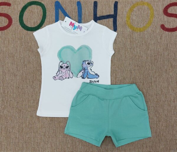 Conjunto camiseta Stitch y pantalón corto desde 2 años hasta 12 años