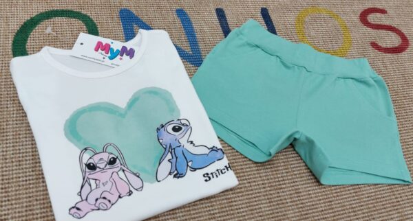 Conjunto camiseta Stitch y pantalón corto desde 2 años hasta 12 años - Imagen 2