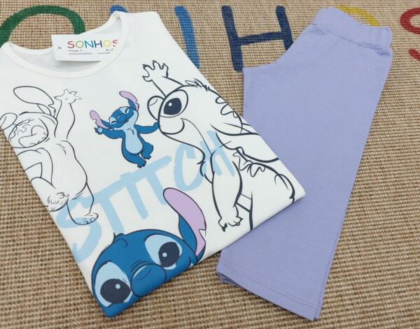 Conjunto camiseta Stitch y pantalón corto morado desde 4 hasta 12 años - Imagen 2