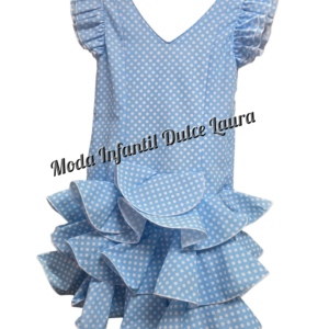 Vestido de flamenca azul lunares desde 8 años hasta 14 años