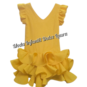 Vestido de flamenca amarillo liso desde 8 años hasta 14 años