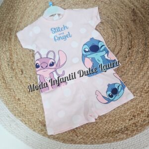Pijama Stich Rosa manga corta desde 6 meses hasta 24 meses