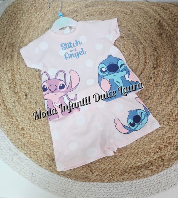 Pijama Stich Rosa manga corta desde 6 meses hasta 24 meses
