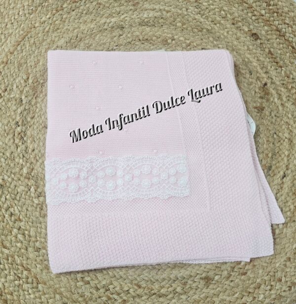 Toquilla hilo rosa con puntilla MT6010