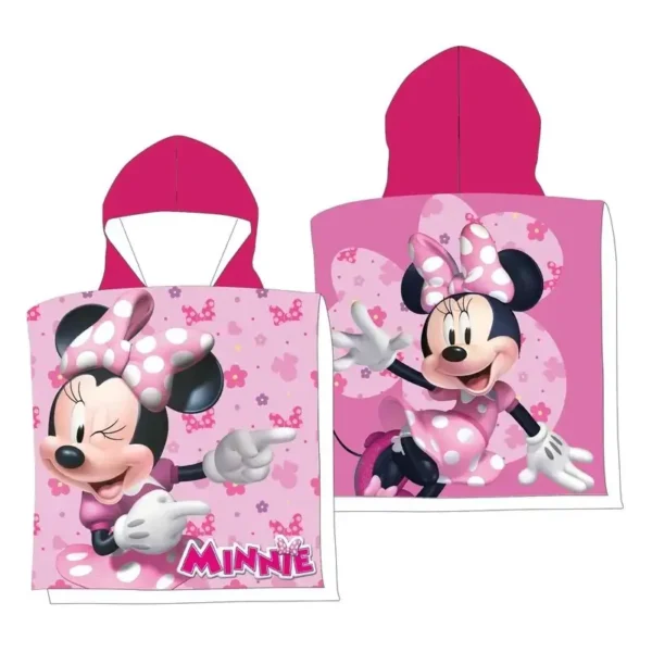 Poncho playa Minnie rosa 50x100 cm