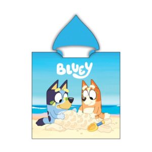 Poncho playa Bluey & Bingo azul 50x100cm