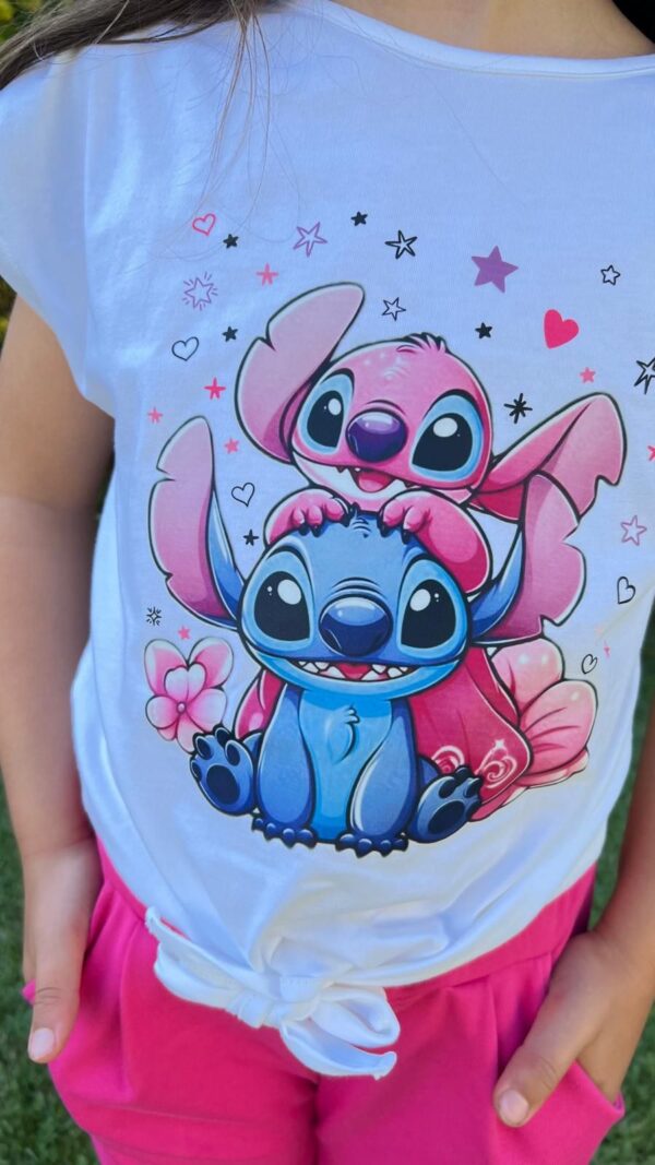 Conjunto Stich camiseta y pantalón rosa fucsia desde 4 hasta 12 años