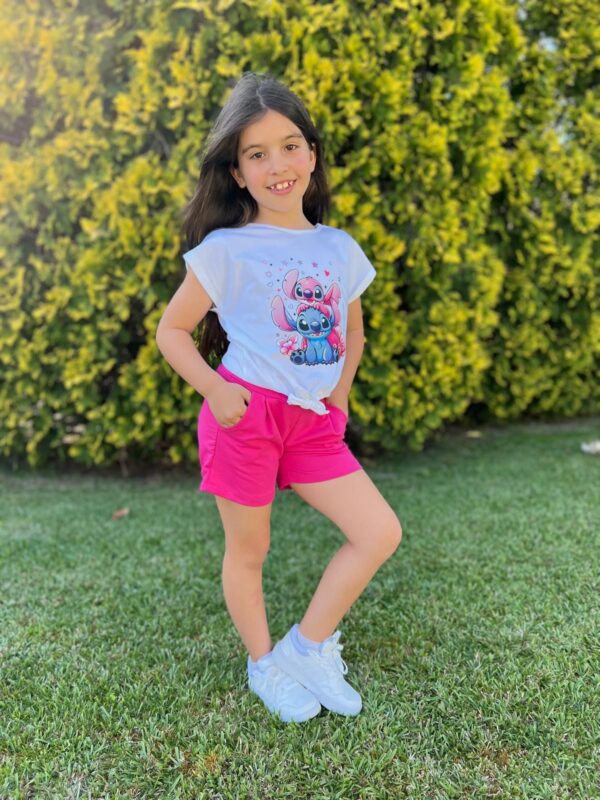 Conjunto Stich camiseta y pantalón rosa fucsia desde 4 hasta 12 años - Imagen 3