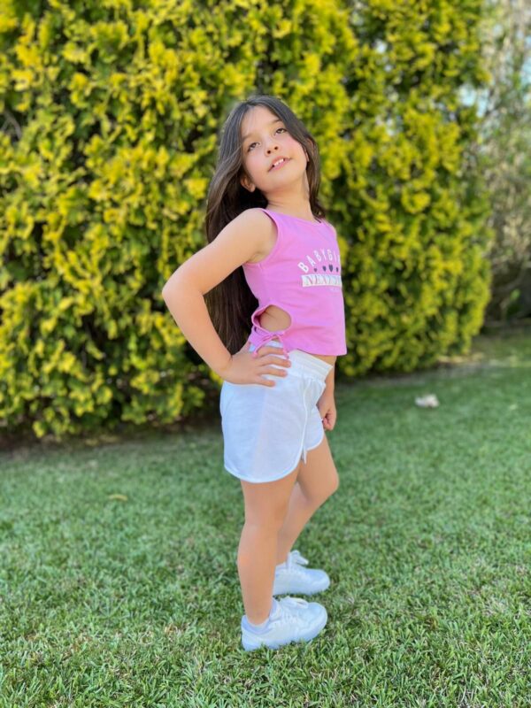 Conjunto Babygirls tirante rosa y pantalon corto blanco desde 6 hasta 15 años - Imagen 2