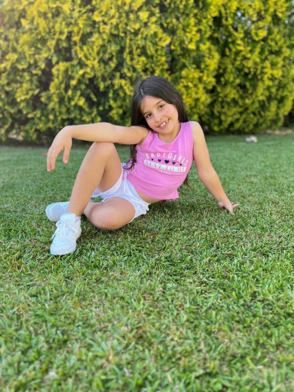 Conjunto Babygirls tirante rosa y pantalon corto blanco desde 6 hasta 15 años - Imagen 4