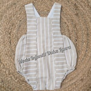 Pelele rayas beige desde 0 meses hasta 24 meses
