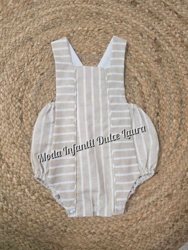 Pelele rayas beige desde 0 meses hasta 24 meses