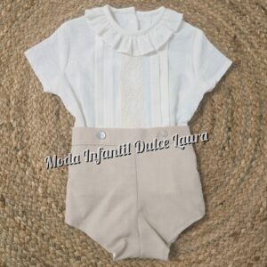 Conjunto ceremonia beige y camel desde 3 meses hasta 24 meses 2119