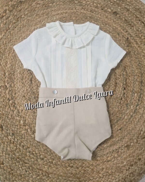 Conjunto ceremonia beige y camel desde 3 meses hasta 24 meses 2119