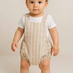 Pelele rayas beige desde 0 meses hasta 24 meses