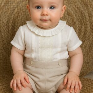 Conjunto ceremonia beige y camel desde 3 meses hasta 24 meses 2119