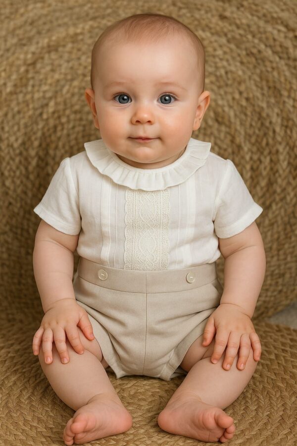 Conjunto ceremonia beige y camel desde 3 meses hasta 48 meses 2119