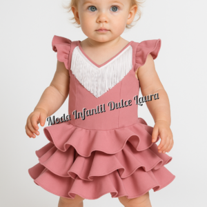 Vestido flamenca rosa maquillaje liso 6 meses a 6 años