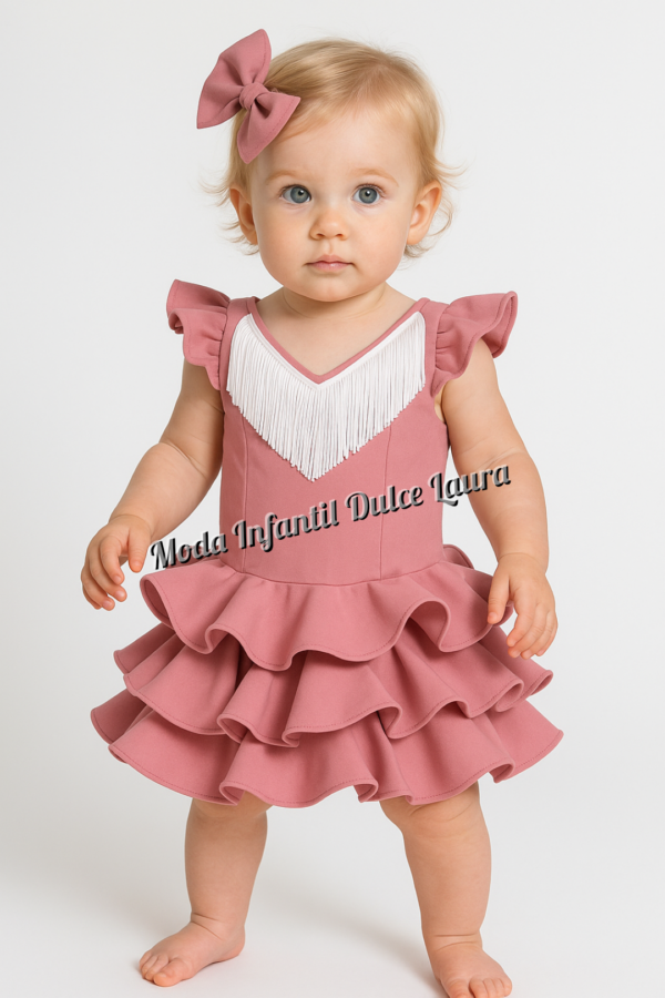 Vestido flamenca rosa maquillaje liso 6 meses a 6 años