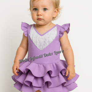 Vestido flamenca morado liso 6 meses a 6 años