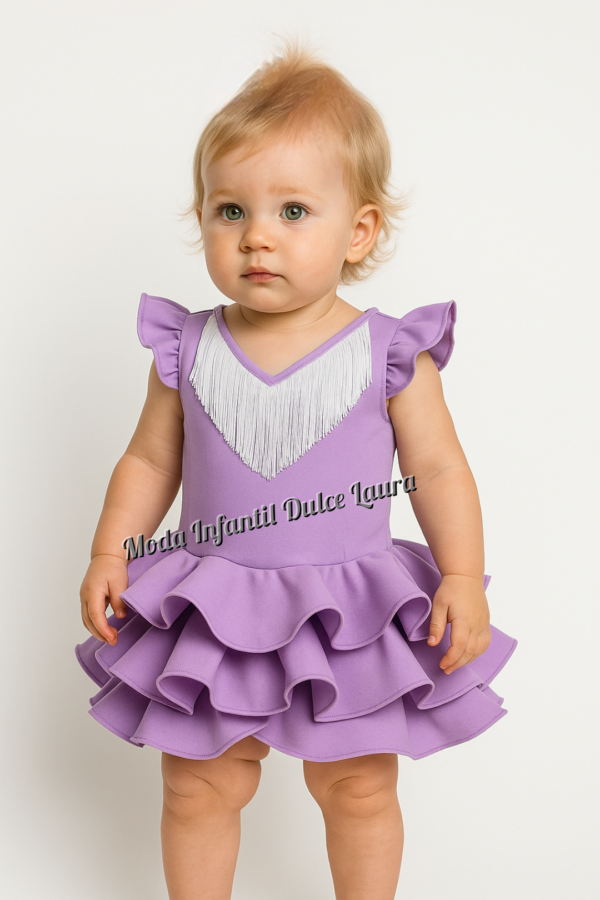 Vestido flamenca morado liso 6 meses a 6 años