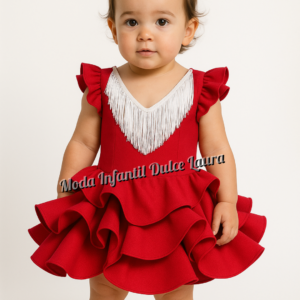 Vestido flamenca rojo liso 6 meses a 6 años