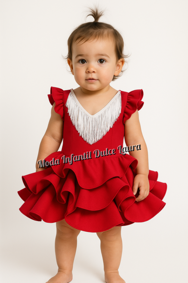 Vestido flamenca rojo liso 6 meses a 6 años