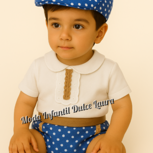 Conjunto flamenco Mateo baby azul eléctrico desde 3 meses hasta 12 meses