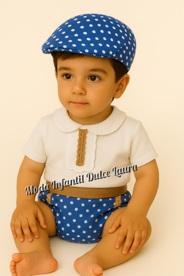 Conjunto flamenco Mateo baby azul eléctrico desde 3 meses hasta 12 meses