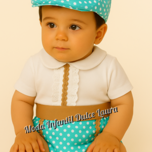 Conjunto flamenco Mateo baby verde desde 3 meses hasta 12 meses