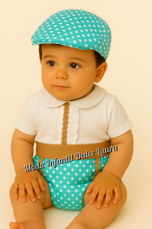 Conjunto flamenco Mateo baby verde desde 3 meses hasta 12 meses