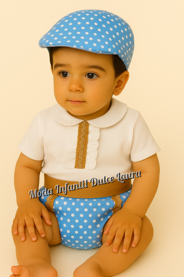 Conjunto flamenco Mateo baby azul desde 3 meses hasta 12 meses