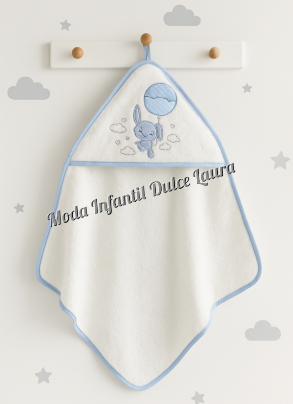 Capa de baño 100 x 100 algodón azul y blanca ositos