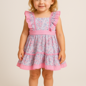 Vestido flores rosas 12 meses a 3 años